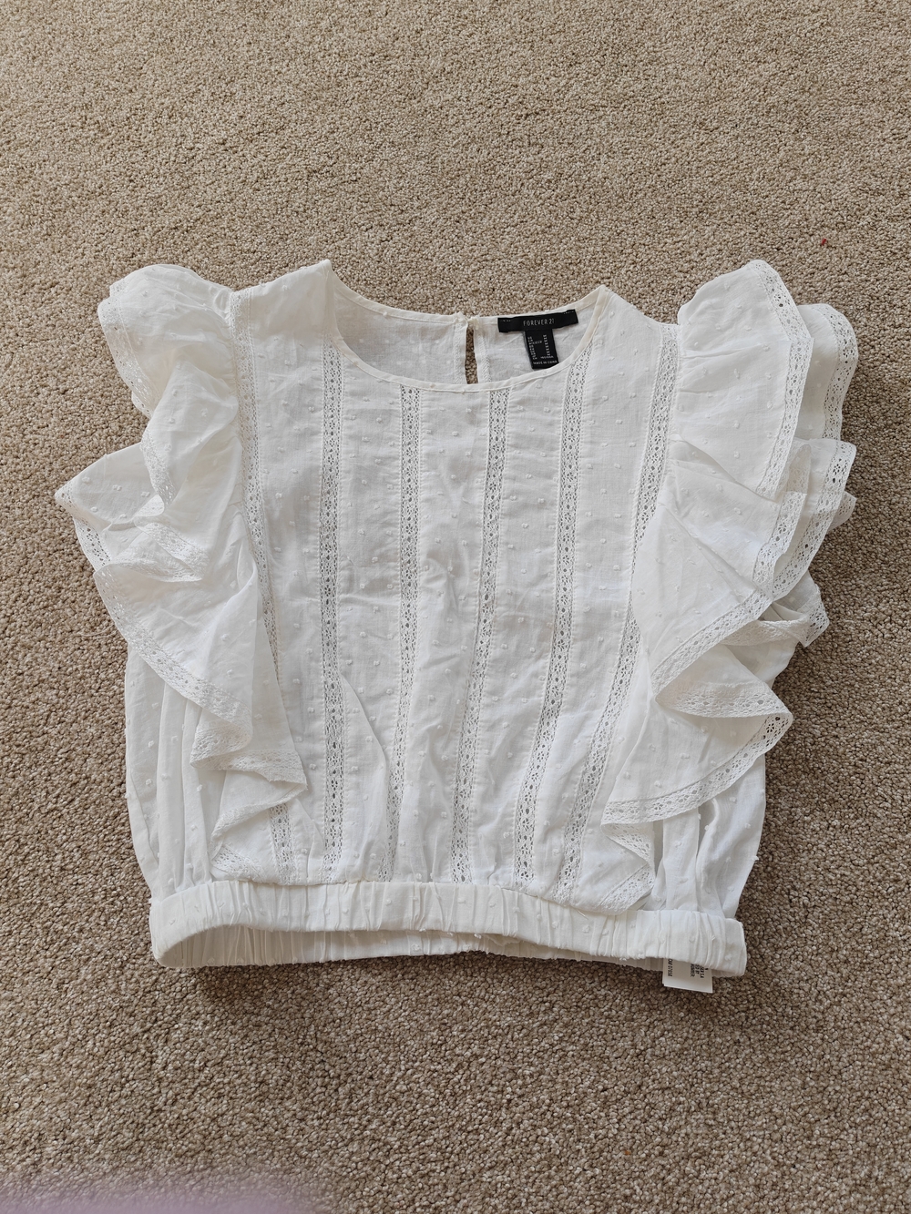 White Ruffled Eyelet Women's Top
